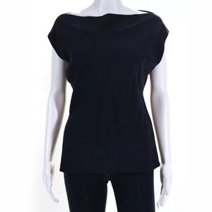 Theory Womens Draped Boat Neck Navy Sz M